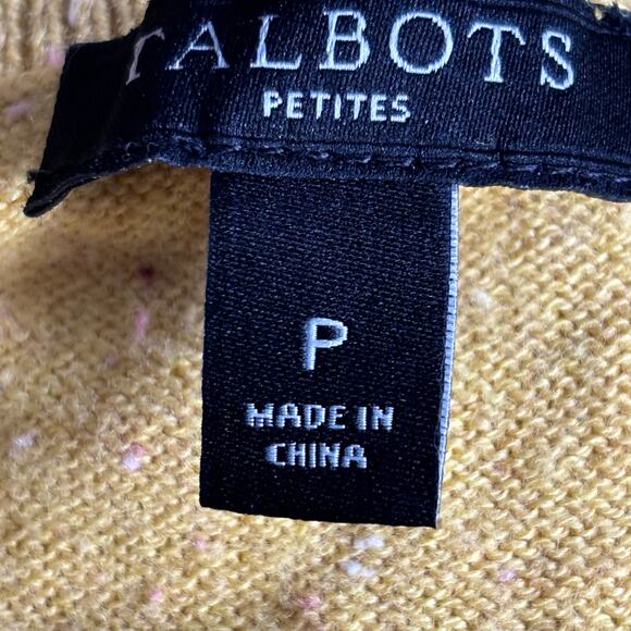 Talbots Petites Yellow Fox Sweater Monocle Top Hat Scarf Pullover Crewneck Knit - Picture 6 of 9